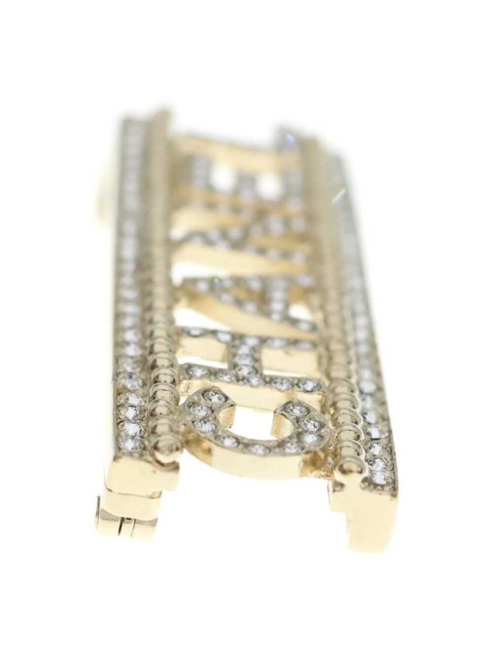 Chanel Logo Rhinestone Brooch Gold - Picture 4 of 6